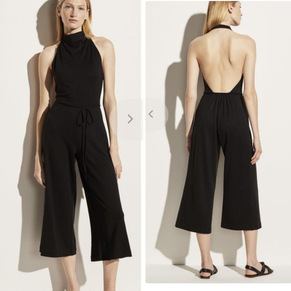 Vince Women's High Neck Backless  Jumpsuit In Black Sz Large MSRP $195